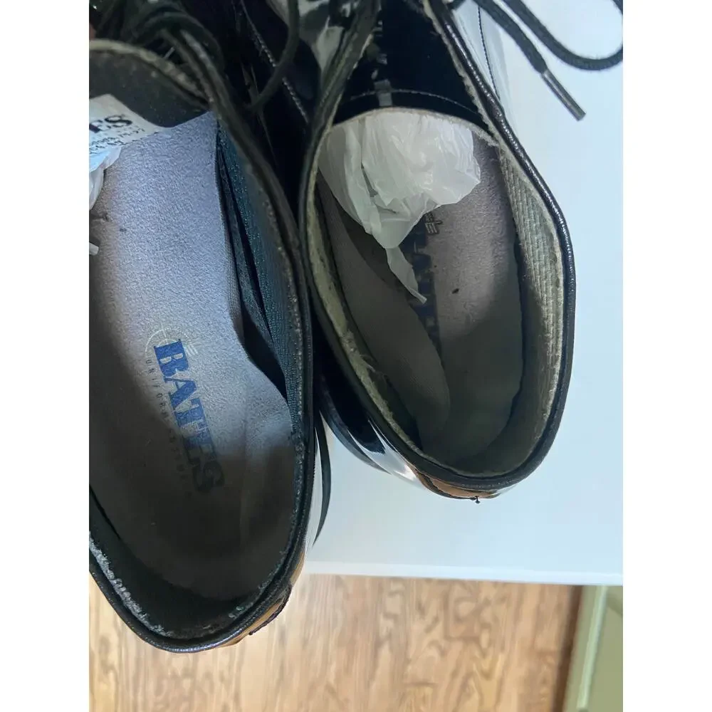 Bates Mens 9D Black High Gloss Military Uniform Dress Shoes GUC